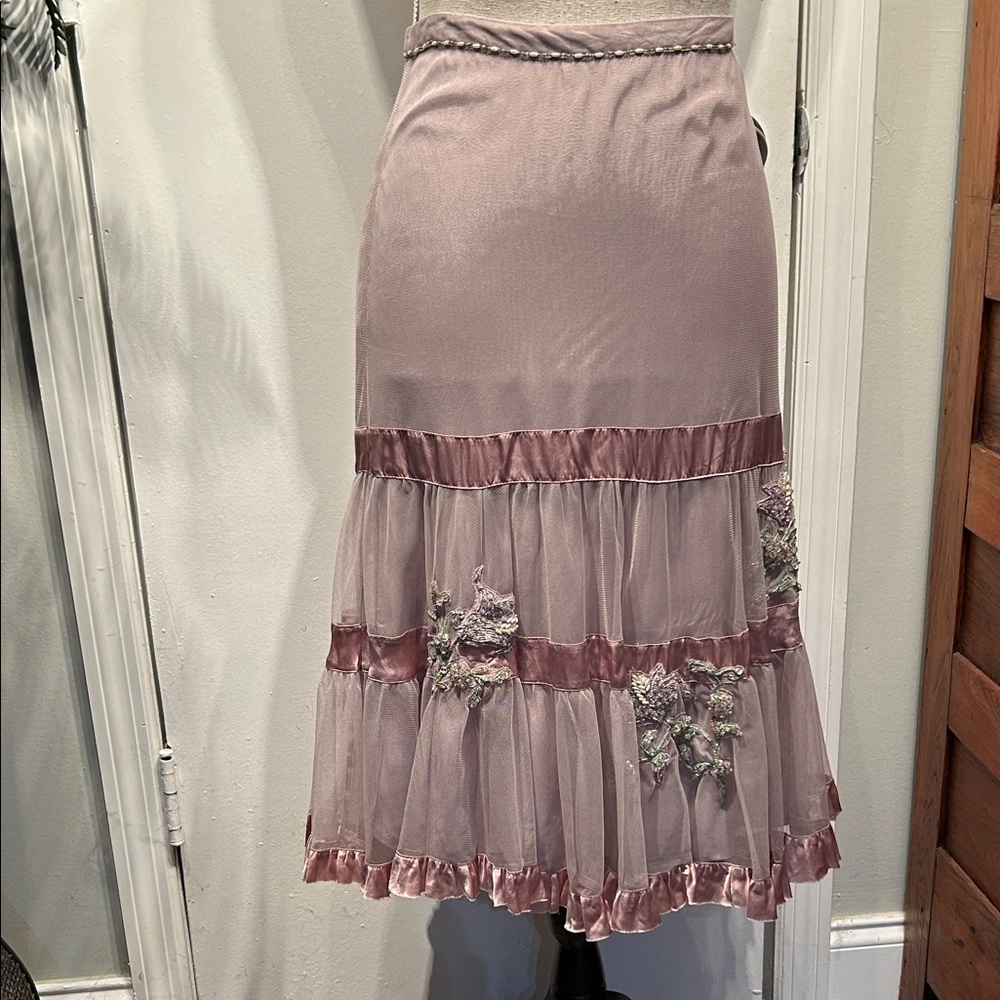 ANTHROPOLOGIE by Lithe Elegant Mauve Tulle Skirt